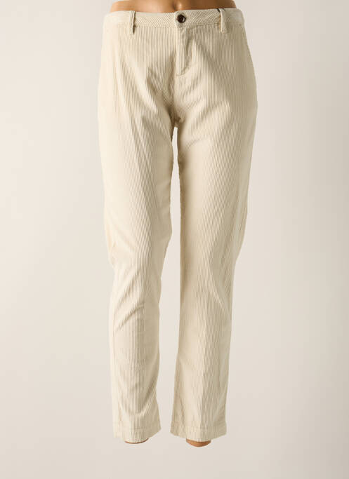 Pantalon chino fermeture zippée sous rabat boutonné taille normale beige MAYJUNE femme