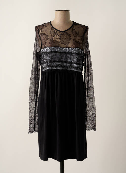 Robe mi-longue manches longues manches longues noir INDIES femme