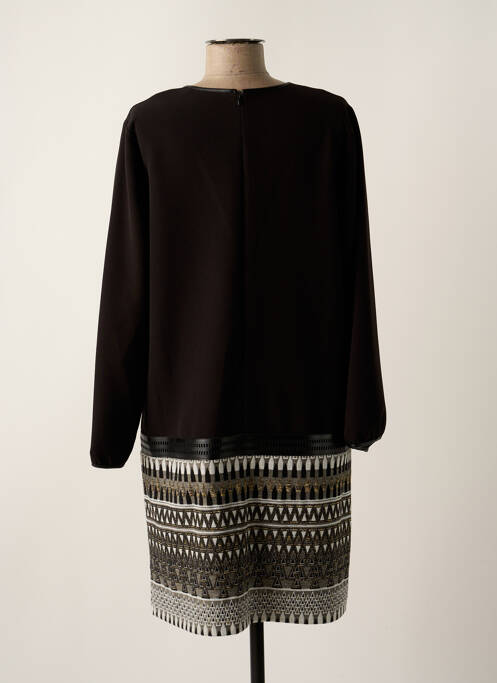 Robe mi-longue manches longues manches longues noir LAUREN VIDAL femme