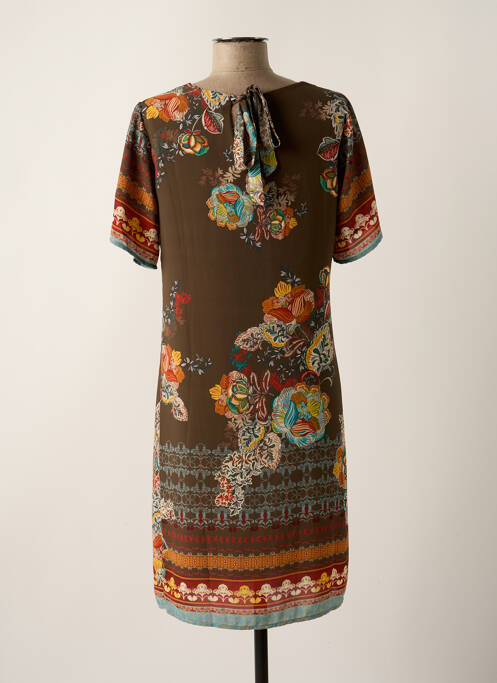 Robe mi-longue marron LA FEE MARABOUTEE pour femme