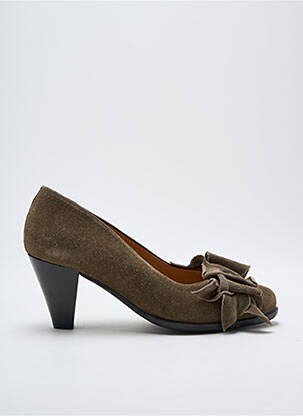 Escarpins nubuck talon de 4 à 6cm vert FRANCE MODE femme