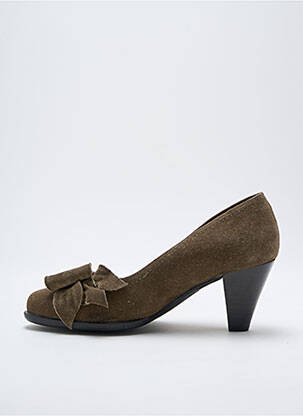 Escarpins nubuck talon de 4 à 6cm vert FRANCE MODE femme