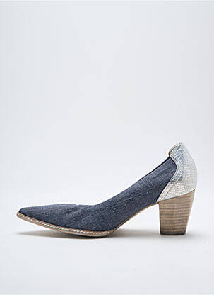 Escarpins tissage satiné talon de 4 à 6cm bleu FRANCE MODE femme