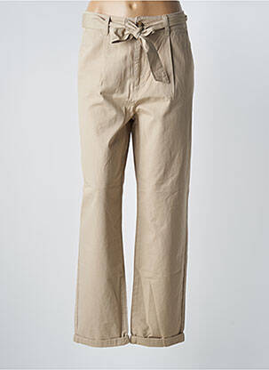Pantalon droit coupe carotte taille haute beige GEISHA femme