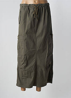 Jupe mi-longue taille haute vert GEISHA femme