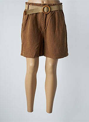 Short taille élastique taille haute marron GEISHA femme