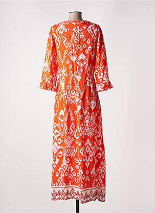 Robe longue manches longues manches longues rouge GEISHA femme