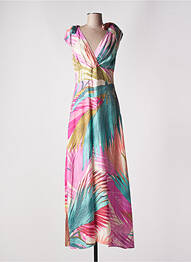 Robe longue imprimé fantaisie sans manche bleu GEISHA femme