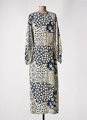 Robe longue manches longues manches longues bleu MAISON HOTEL femme