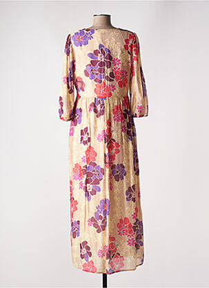 Robe longue manches longues manches longues beige GEISHA femme