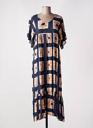 Robe longue imprimé fantaisie manches courtes bleu MAISON HOTEL femme