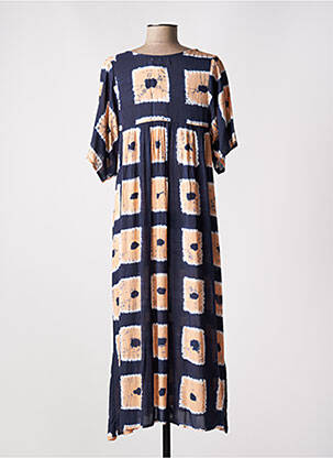 Robe longue imprimé fantaisie manches courtes bleu MAISON HOTEL femme