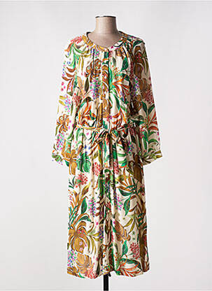 Robe longue manches longues manches longues beige GEISHA femme
