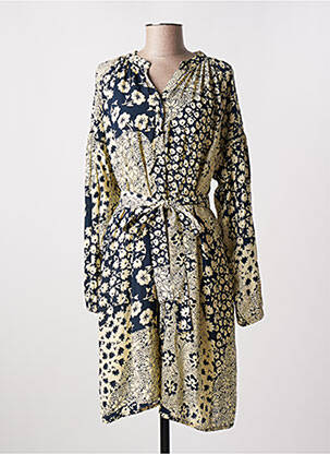 Robe mi-longue imprimé fleurs manches longues beige MAISON HOTEL femme