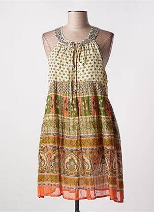 Robe mi-longue coupe fluide sans manche vert NEKANE femme