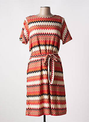 Robe mi-longue manches courtes manches courtes rouge GEISHA femme