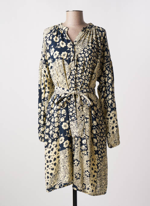 Robe mi-longue imprimé fleurs manches longues beige MAISON HOTEL femme