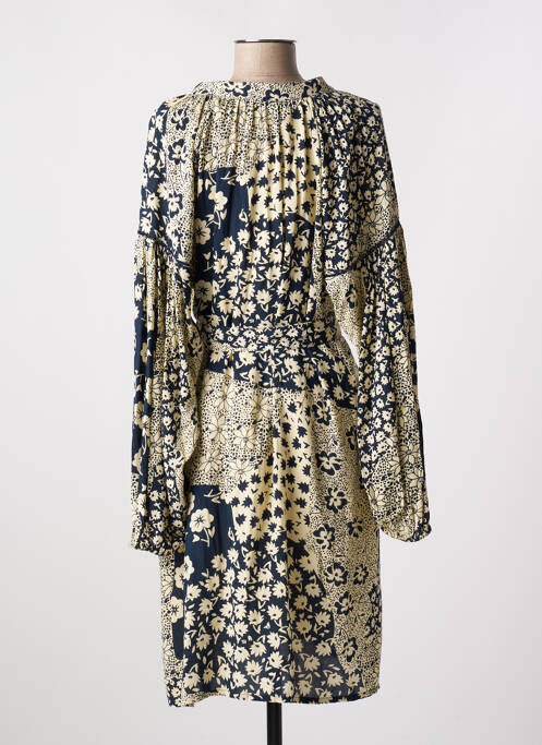 Robe mi-longue imprimé fleurs manches longues beige MAISON HOTEL femme