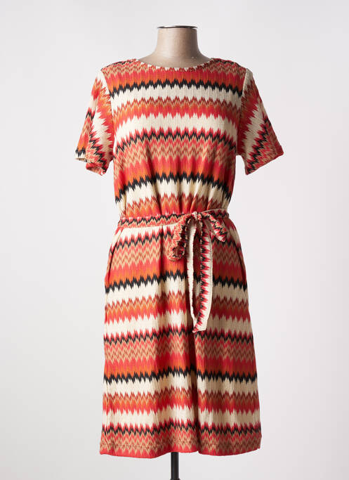 Robe mi-longue manches courtes manches courtes rouge GEISHA femme