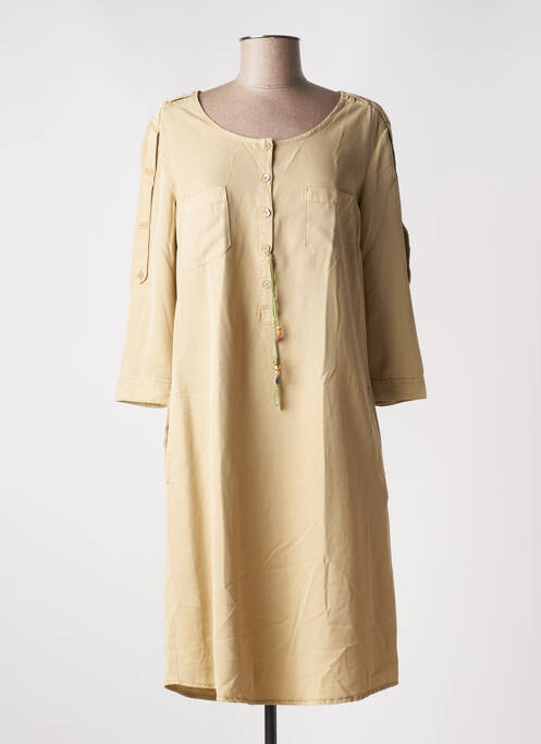 Robe mi-longue beige GEISHA pour femme