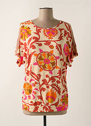 Top tissage jersey manches courtes orange GEISHA femme