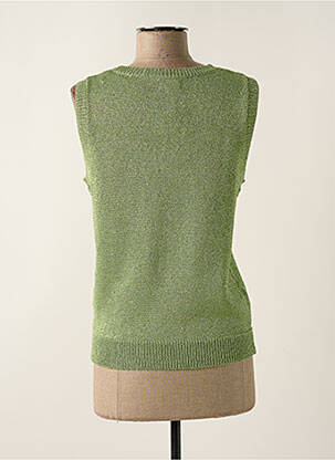 Pull maille souple et aérée sans manche vert NEKANE femme