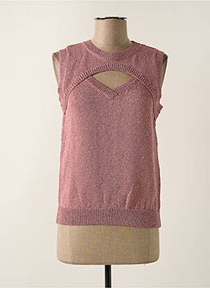 Pull maille souple et aérée sans manche rose NEKANE femme