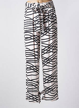 Pantalon large fermeture zippée sous rabat boutonné taille haute blanc RELISH femme