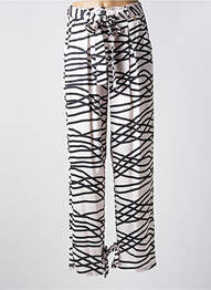 Pantalon large fermeture zippée sous rabat boutonné taille haute blanc RELISH femme