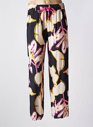 Pantalon droit tissage popeline taille haute noir SCORZZO femme