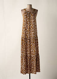 Robe longue coupe évasée fines bretelles marron SURKANA femme