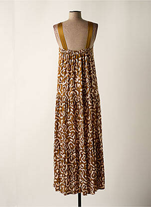 Robe longue coupe évasée fines bretelles marron SURKANA femme