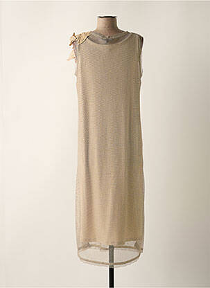Robe mi-longue coupe fluide sans manche beige TRICOT CHIC femme