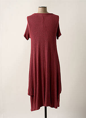Robe mi-longue tissage crêpe manches courtes rose LUUKAA femme