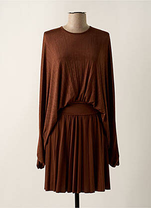 Robe mi-longue manches 3/4 manches 3/4 marron RELISH femme