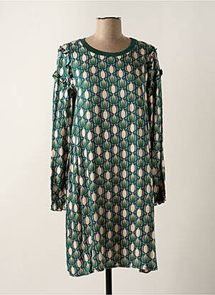 Robe mi-longue coupe évasée manches longues vert LES BLONDINETTES femme