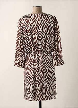 Robe courte manches 3/4 manches 3/4 marron RELISH femme