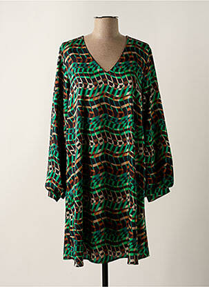 Robe mi-longue coupe fluide manches longues vert JOSEPH RIBKOFF femme