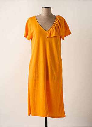 Robe mi-longue manches courtes manches courtes orange SCORZZO femme