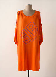 Robe mi-longue manches 3/4 manches 3/4 orange LES BLONDINETTES femme