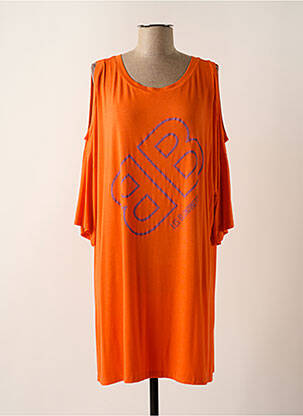 Robe mi-longue manches 3/4 manches 3/4 orange LES BLONDINETTES femme