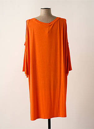 Robe mi-longue manches 3/4 manches 3/4 orange LES BLONDINETTES femme