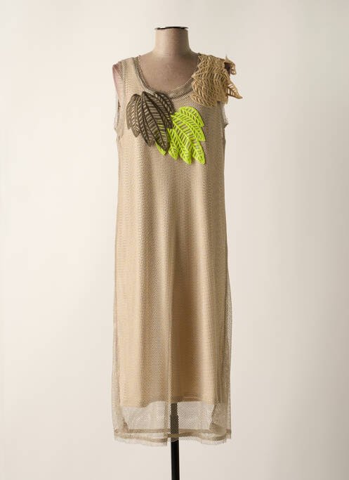 Robe mi-longue sans manche sans manche beige TRICOT CHIC femme