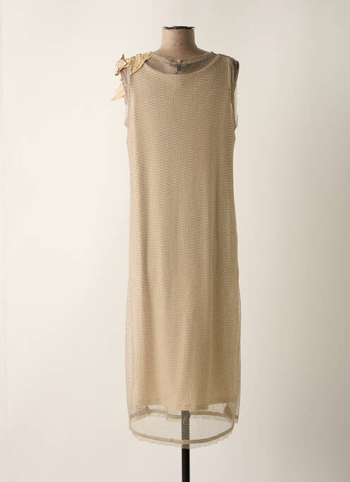 Robe mi-longue beige TRICOT CHIC pour femme