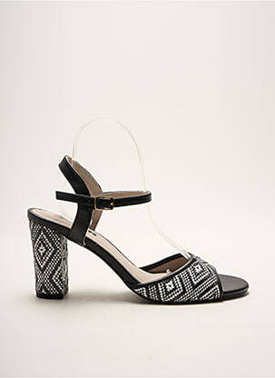 Sandales/nu pieds tissage satiné talon de 4 à 6cm noir ELUE PAR NOUS femme