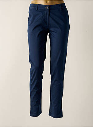Pantalon chino tissage popeline taille normale bleu AGATHE & LOUISE femme