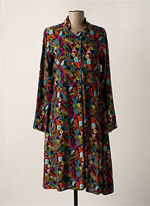 Robe mi-longue imprimé fantaisie manches longues noir AGATHE & LOUISE femme