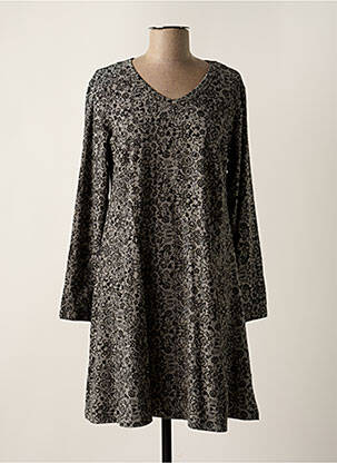 Robe mi-longue imprimé fleurs manches longues gris AGATHE & LOUISE femme