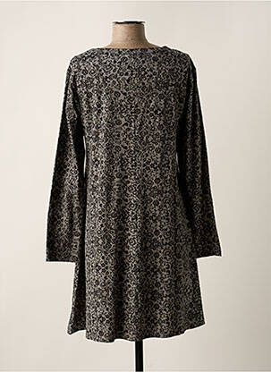 Robe mi-longue imprimé fleurs manches longues gris AGATHE & LOUISE femme