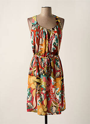 Robe mi-longue coupe fluide sans manche rouge C'EST BEAU LA VIE femme